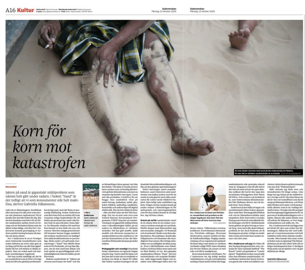 Recensioner av Sand – Jakten på råvaran som formar vår värld (Ordfront,&nbsp;2025)